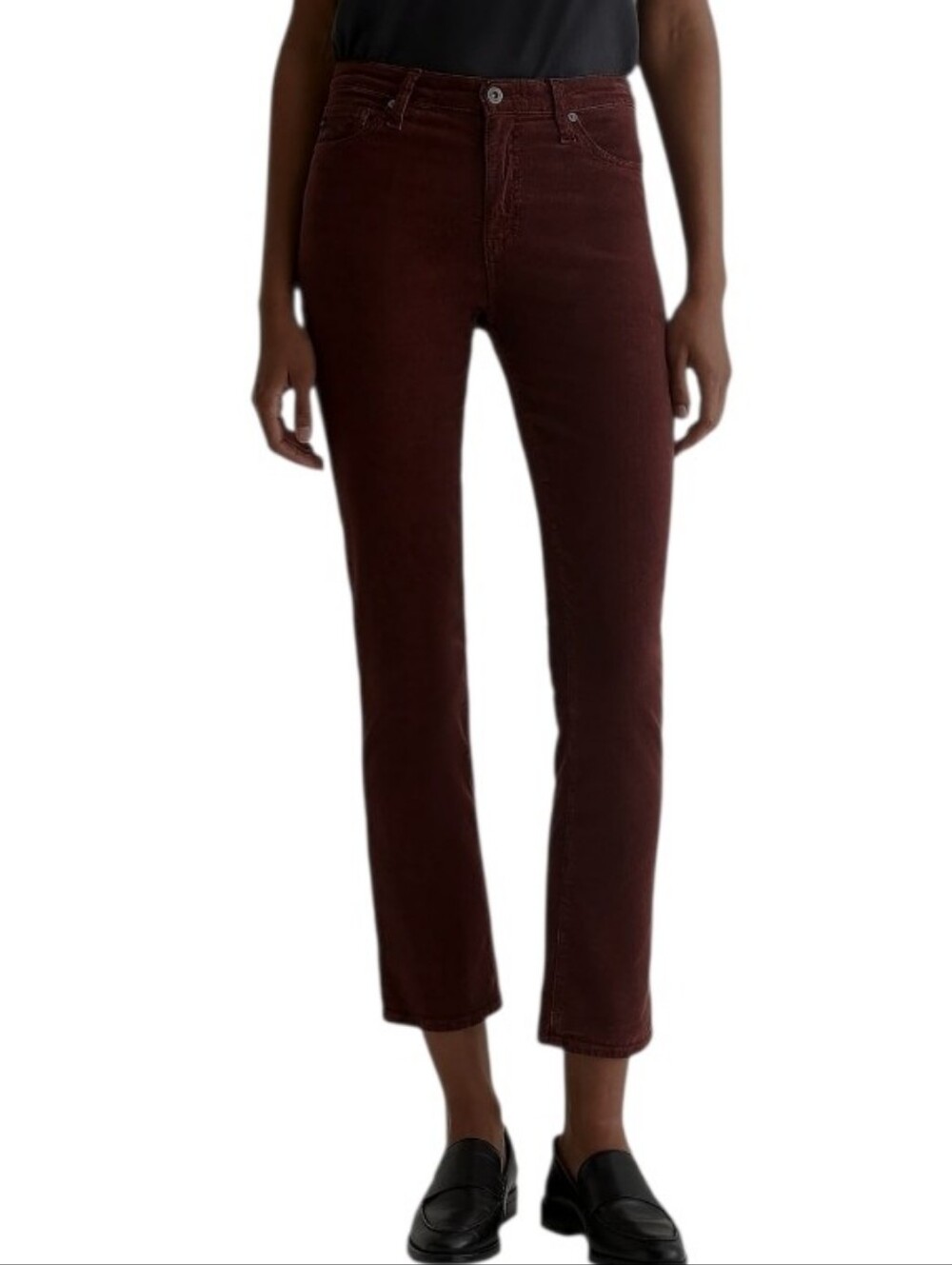 AG Mari Mid-rise Slim Straight Corduroy in Bordeaux Rouge Burgundy 28" waist